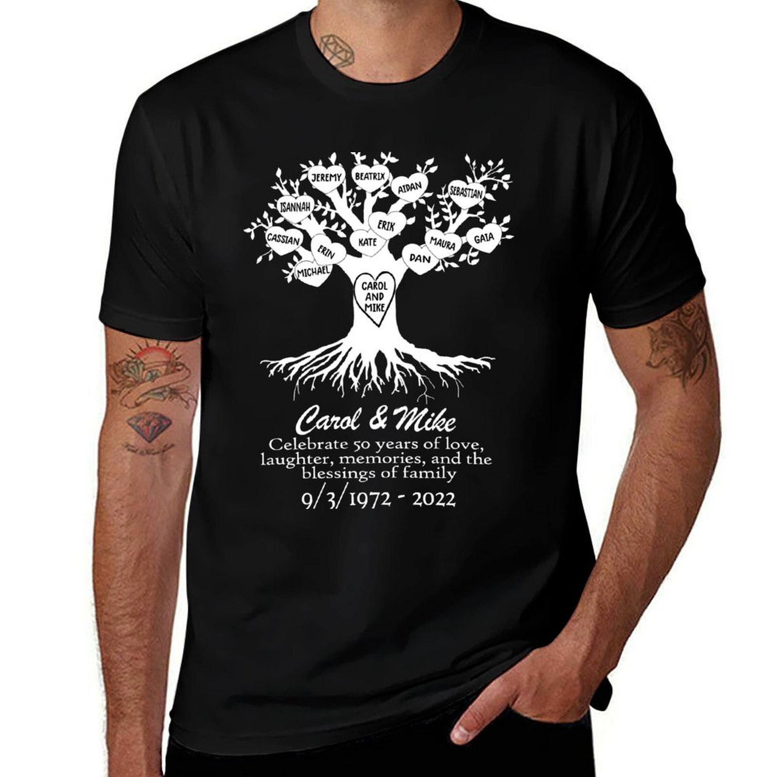 Family Tree Print - Familienbaum des Lebens T-Shirt Outdoor-Arbeit Kurzarm-Oberteil