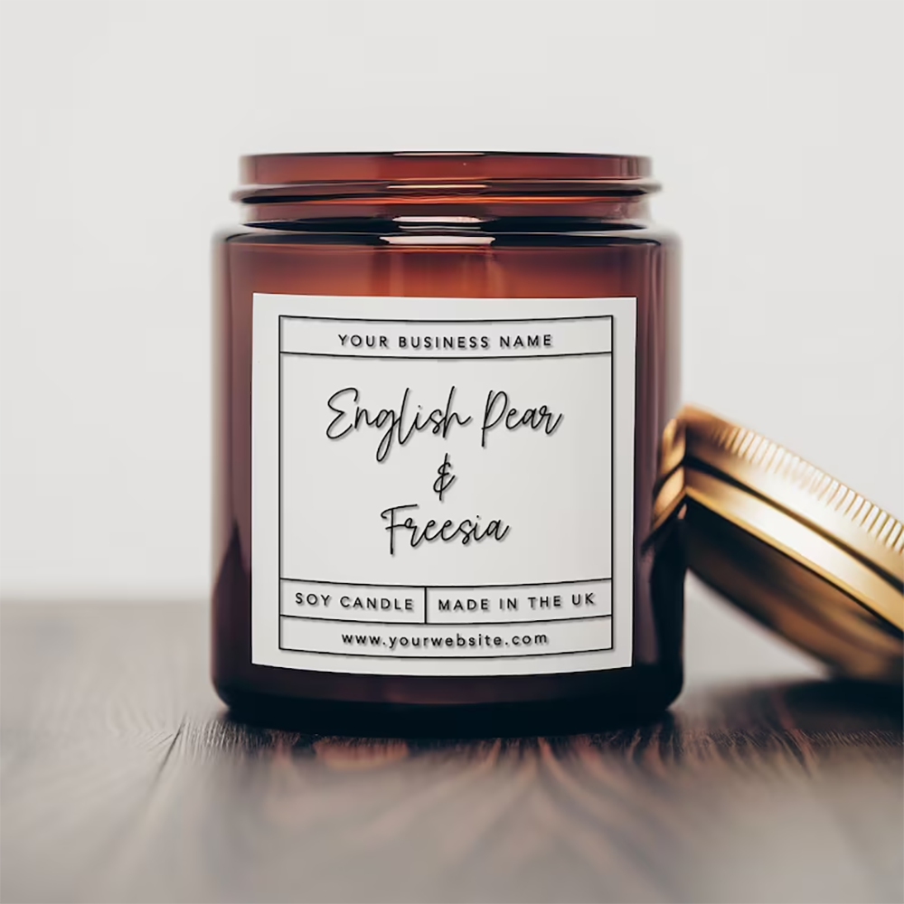Personalisierte quadratische A – Personalised Candle Label Bewertung und Preis