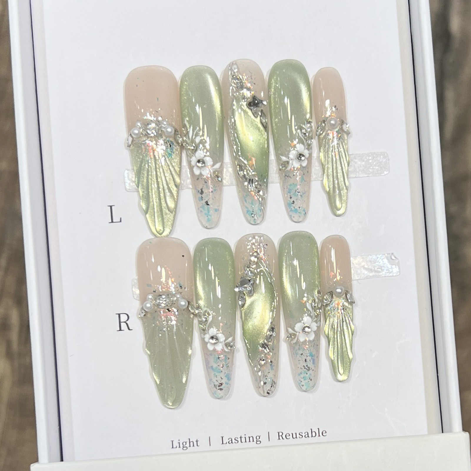 10 Stück lange Mandel-Kunstnäg – Pressed Flower Art Bewertung und Preis