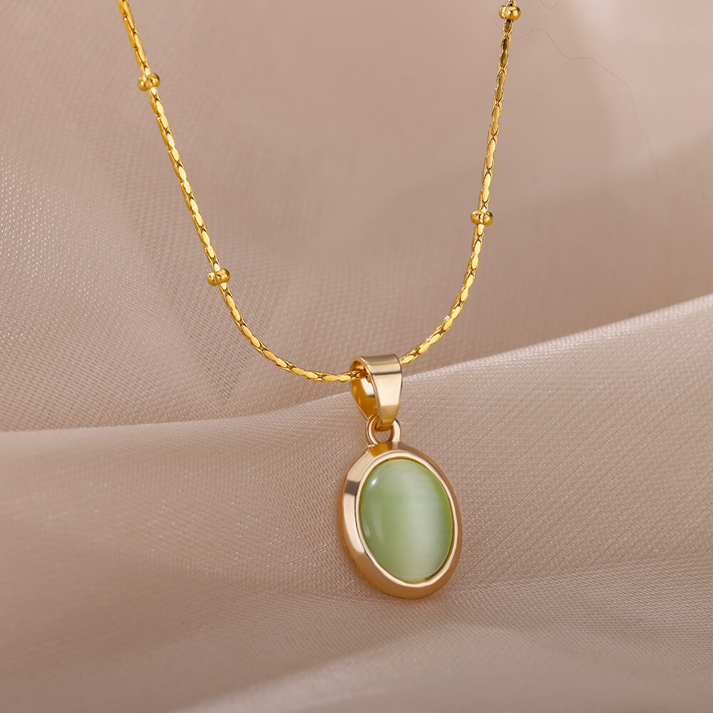 Mode Stein Opal Oval Halskette – Birth Flower Necklace Bewertung und Preis