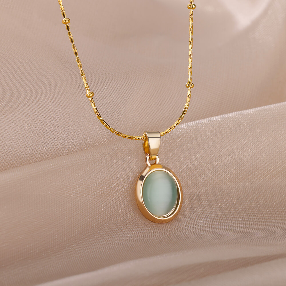 Mode Stein Opal Oval Halskette – Birth Flower Necklace Bewertung und Preis